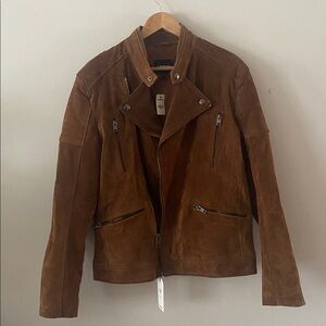 NWT EXPRESS Genuine Suede leather Peccary Quilted Biker Jacket size M